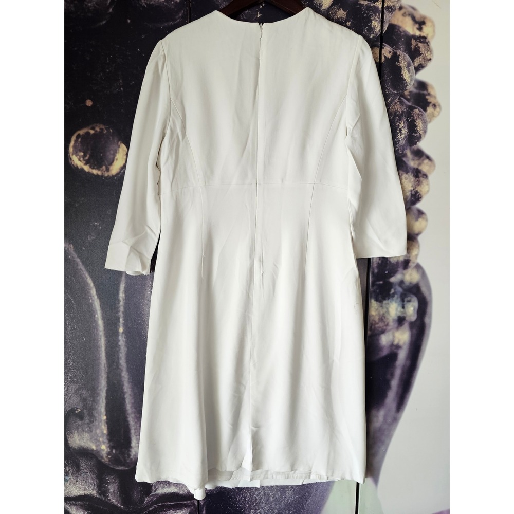 Escada Dequineta Off-White 3/4 Sleeve Shift Dress Size 42 1006326 01 - Picture 8 of 11
